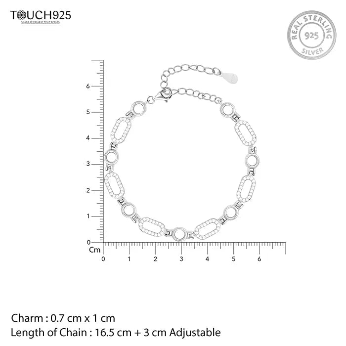 Shimmering Link CZ Silver Bracelet - Touch925