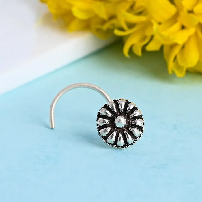 Oxidized Sunflower Nose Pin - Touch925