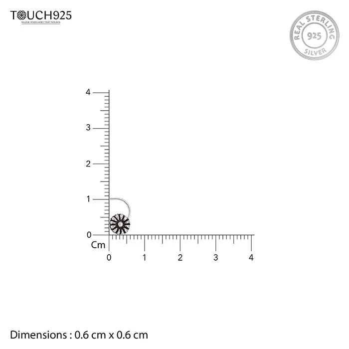 Oxidized Sunflower Nose Pin - Touch925