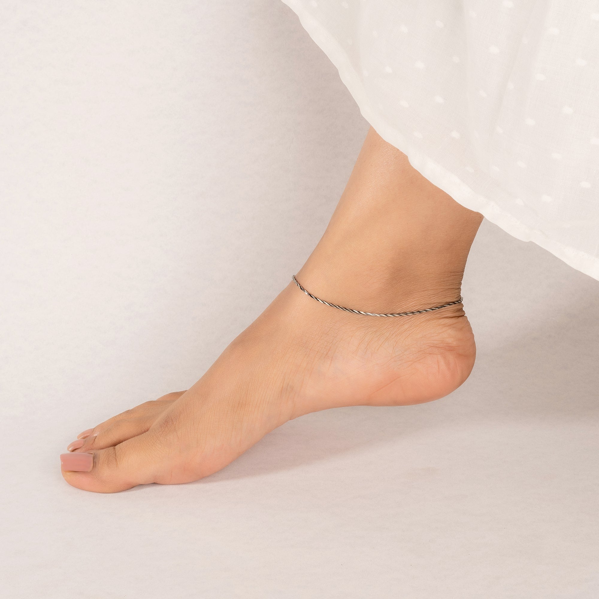 Twisted Enamel Silver Anklet
