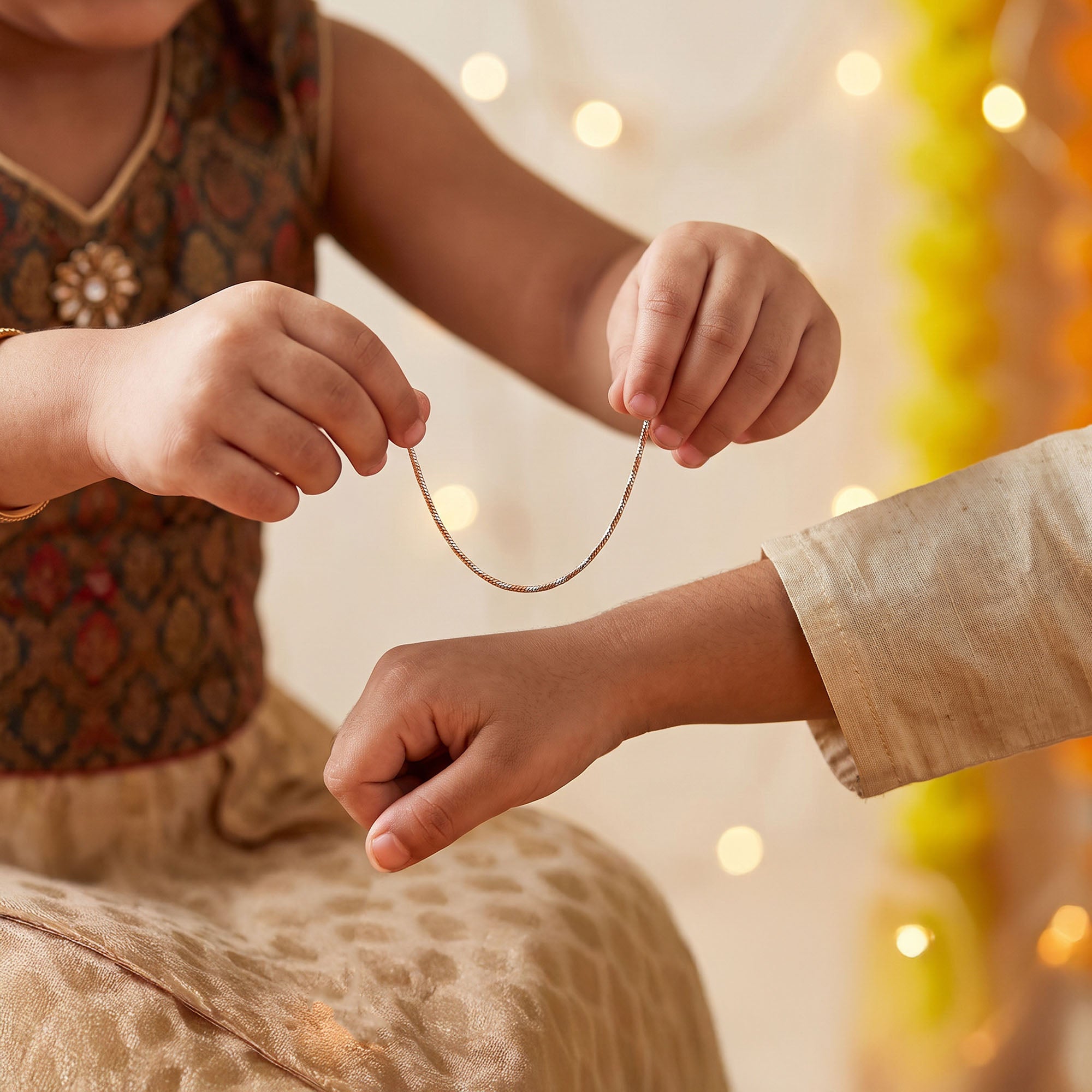 Twirl Rose Gold Kids Rakhi
