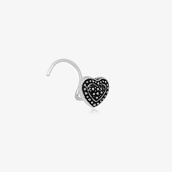 Oxidized Heart Nose Pin