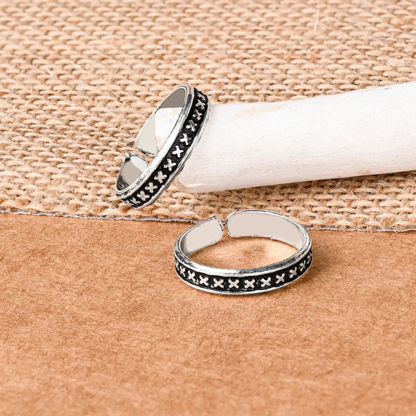 Cross Rail Silver Toe Ring