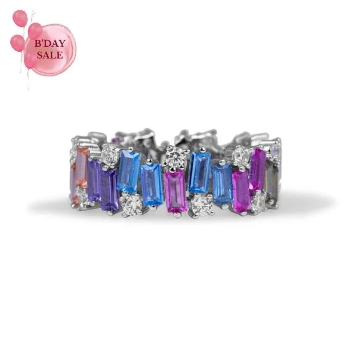 Vibrant Mosaic Silver Ring - Touch925