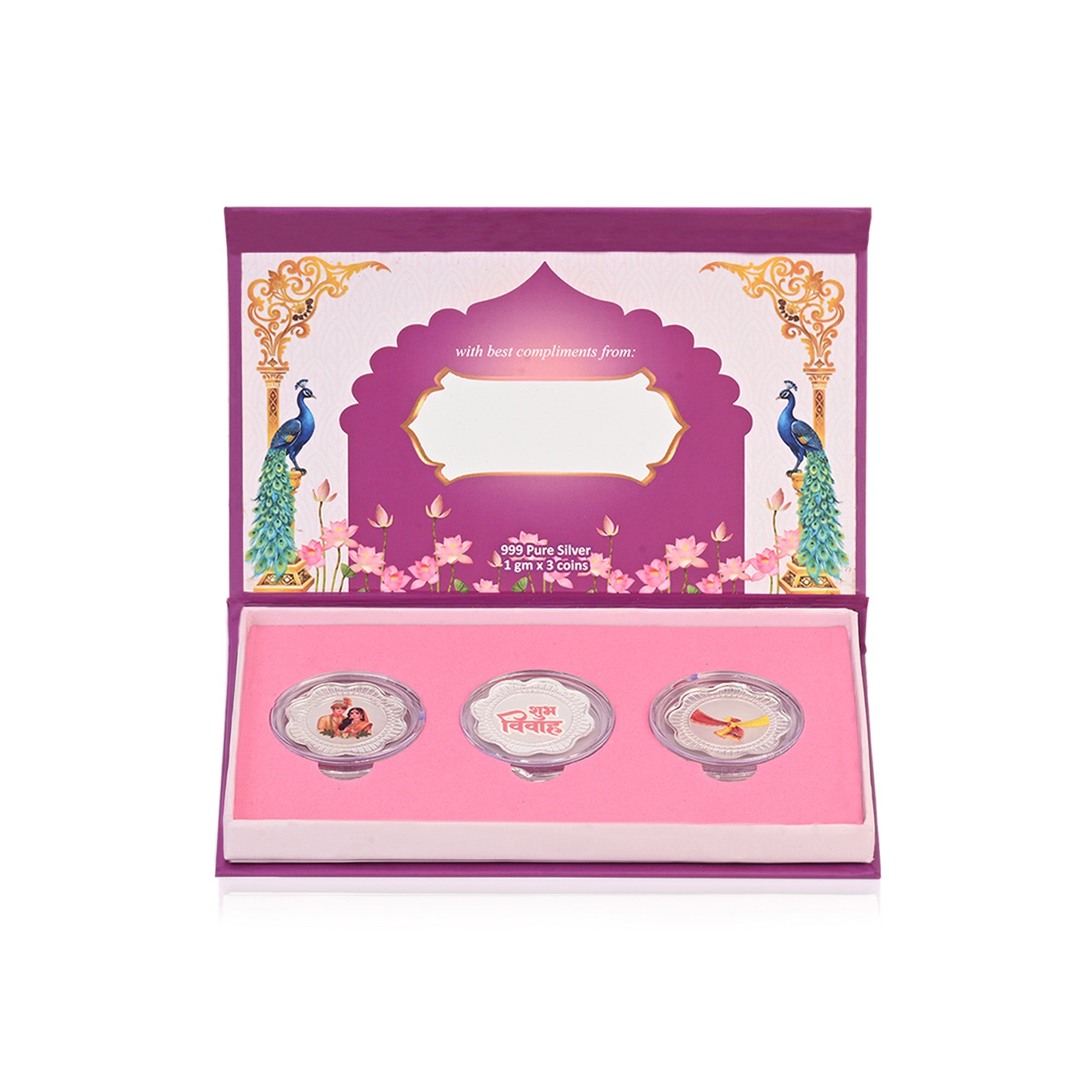 Shubh Vivah 999 Silver Coin Box (3 Coins)