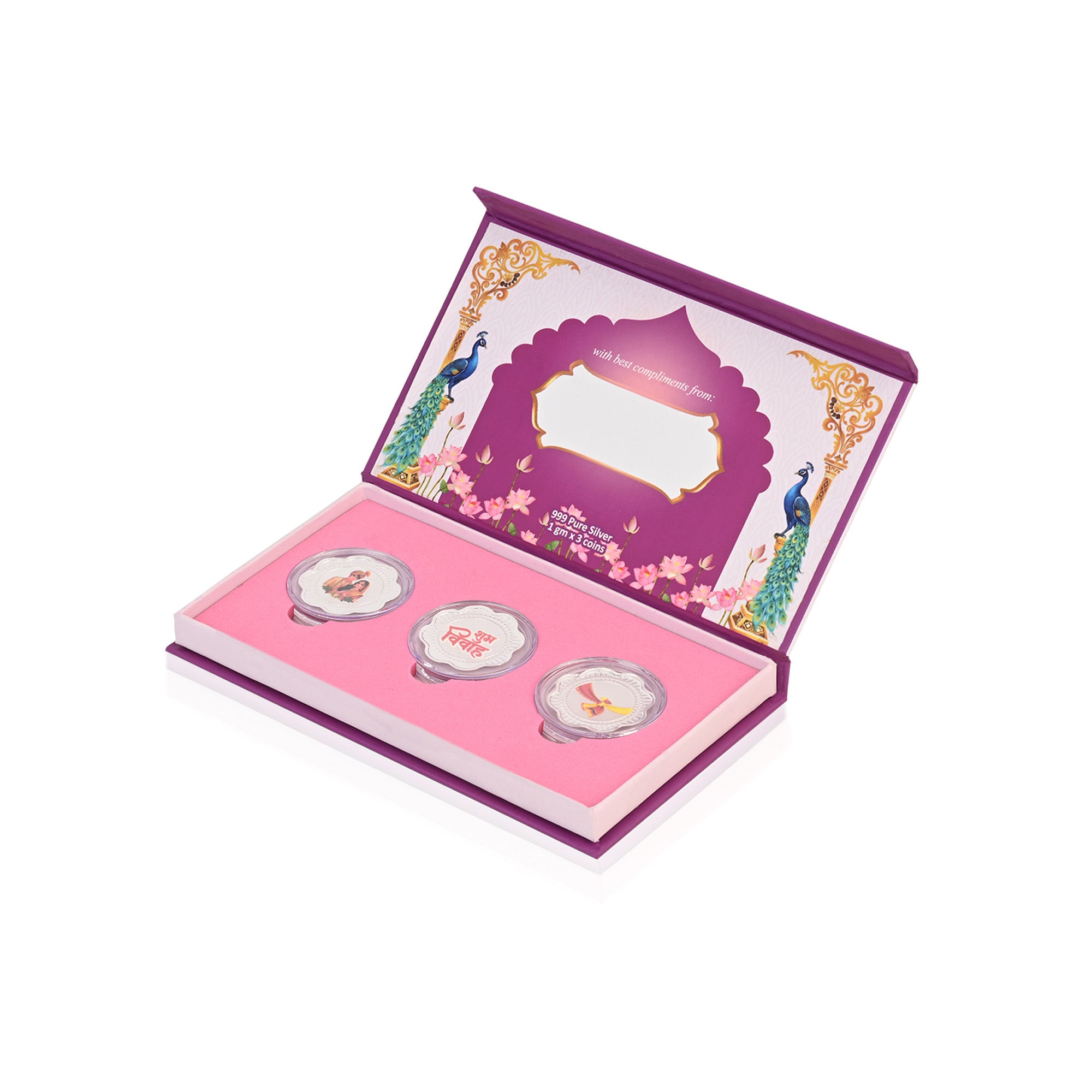 Shubh Vivah 999 Silver Coin Box (3 Coins)