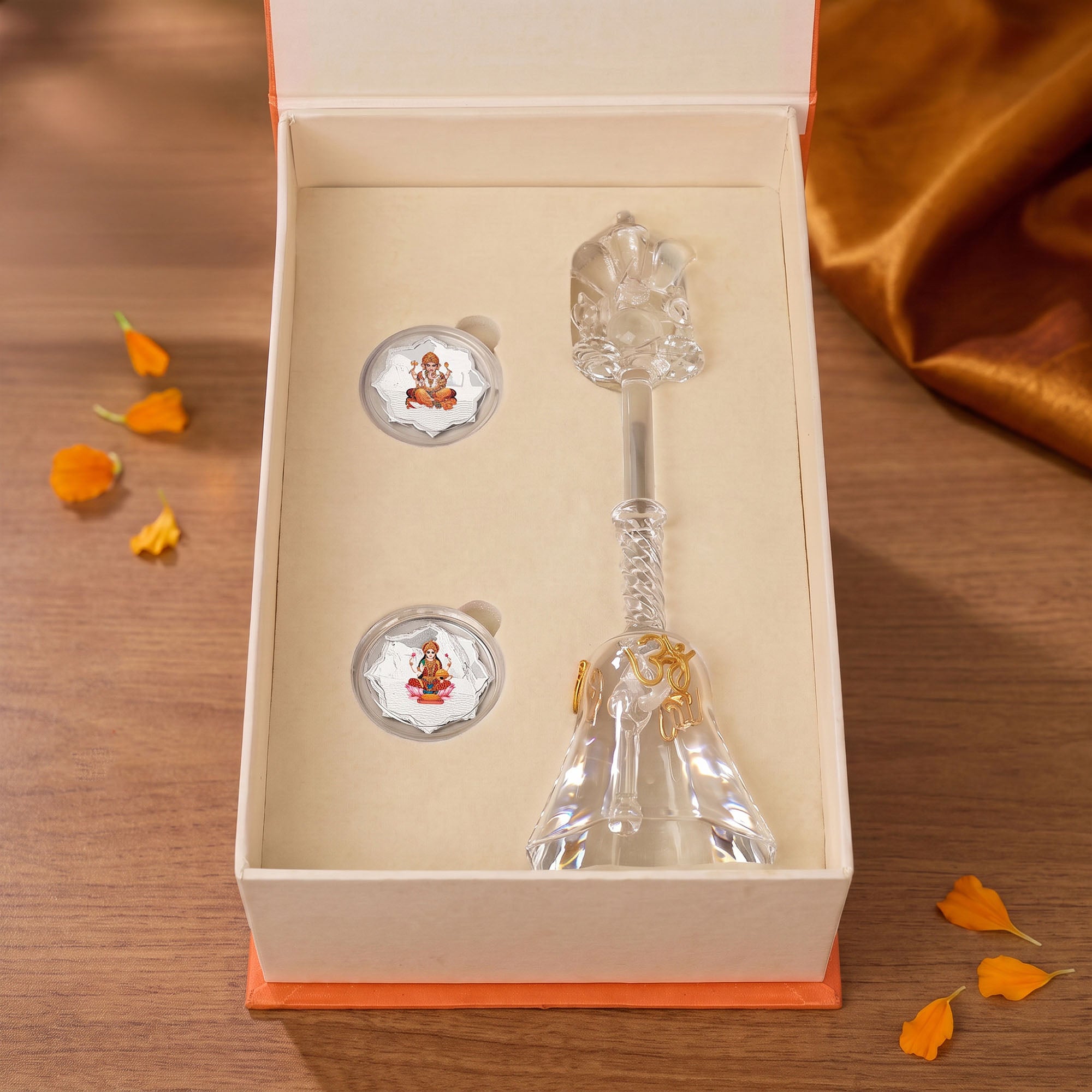 999 Silver Coins with Ganesha Bell Gift Hamper