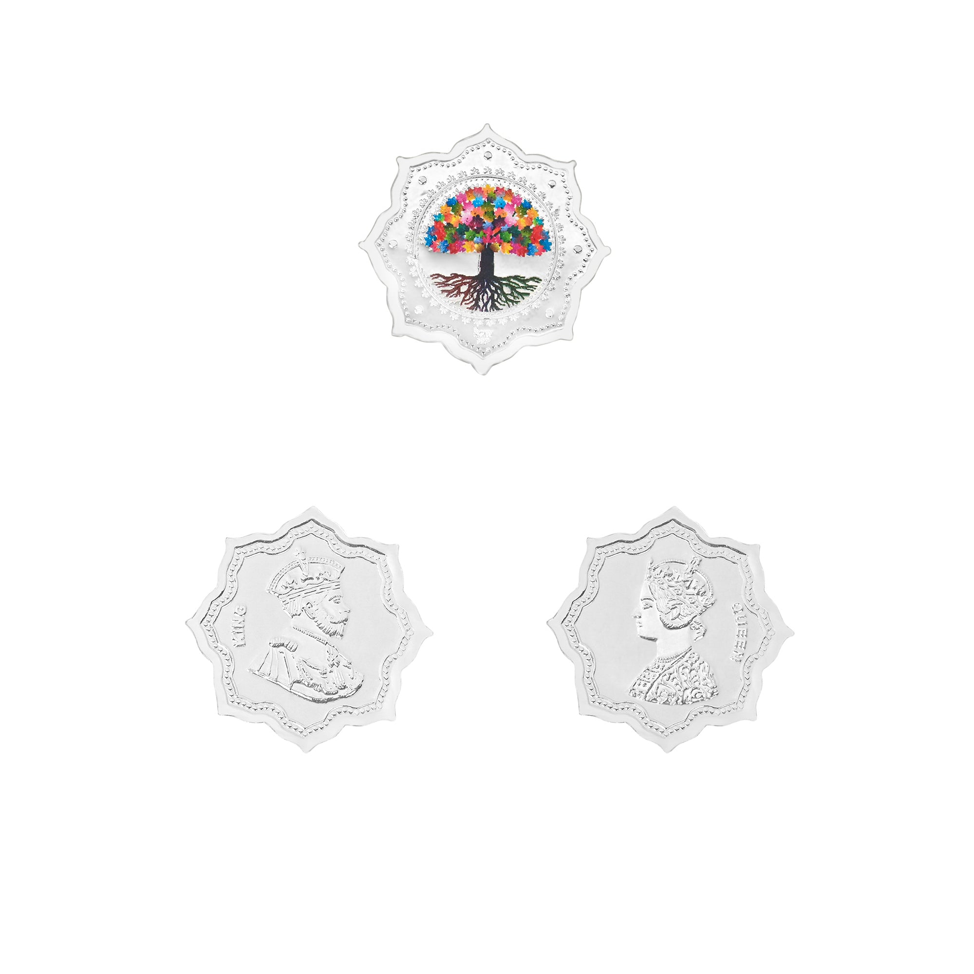999 Silver Lakshmi Ganesha Kalpavriksha Coin Box (3 Coins)