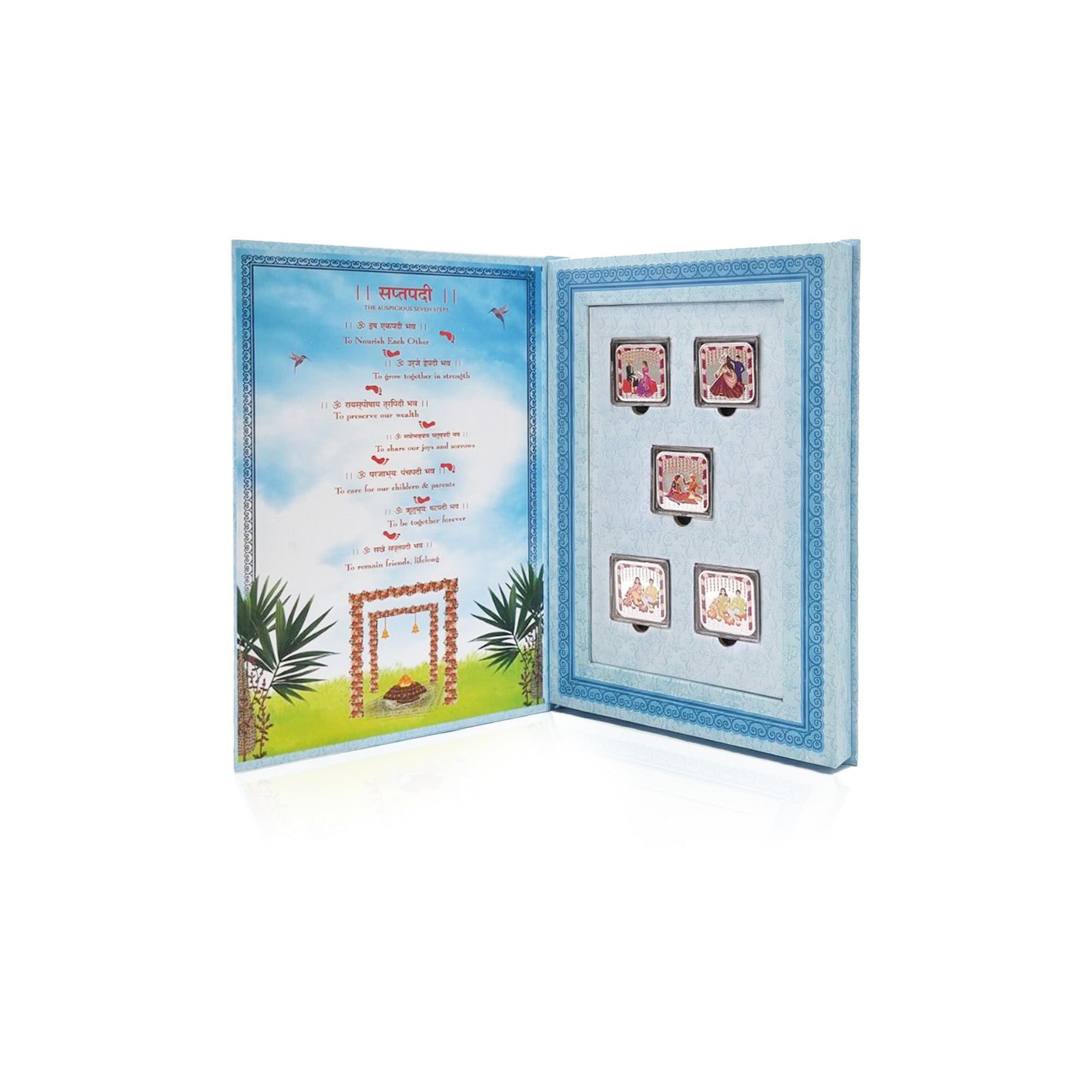 Satya Padi Wedding 999 Silver Coin Box (5 Coins)