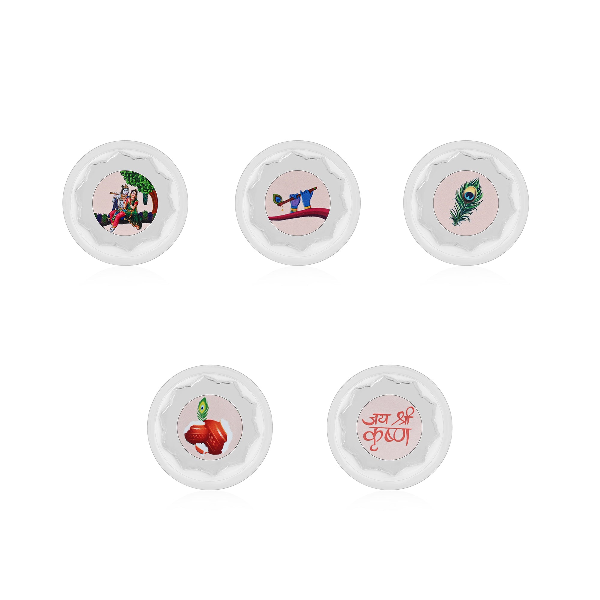 Krishna Divine Musical 999 Silver Coin Box (5 Coins)