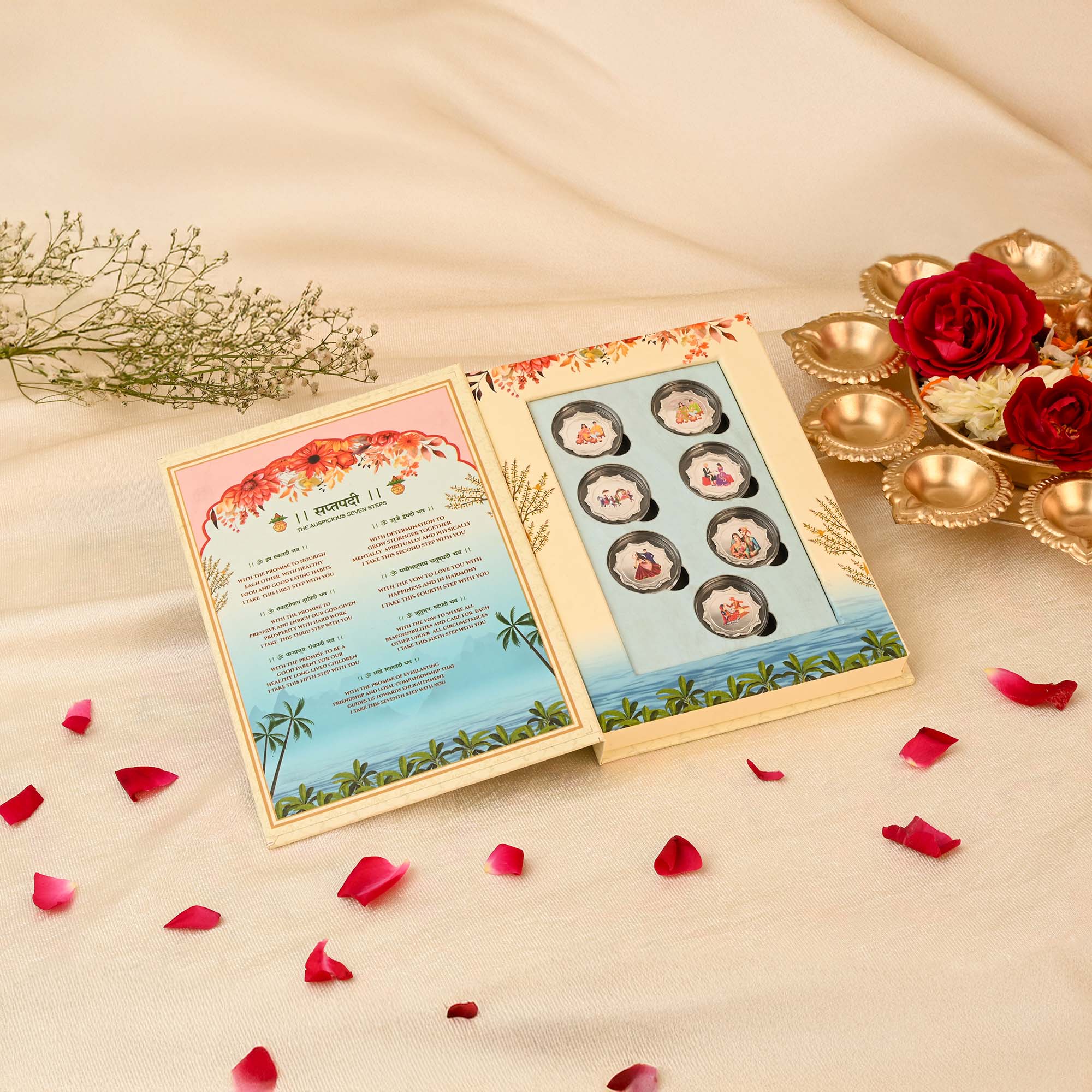 Satya Padi Wedding 999 Silver Coin Box (7 Coins)