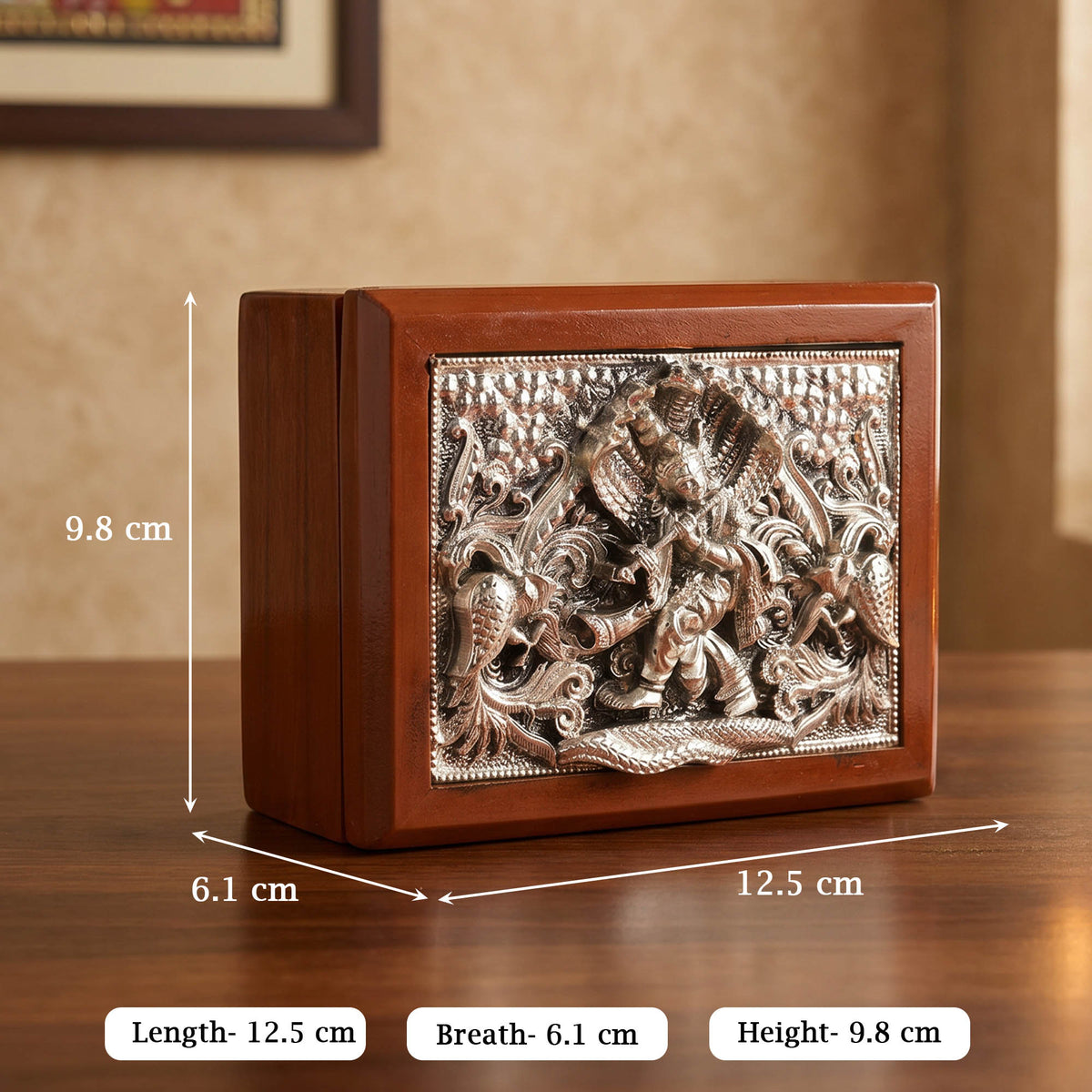 999 Silver Krishna Design Keepsake Box