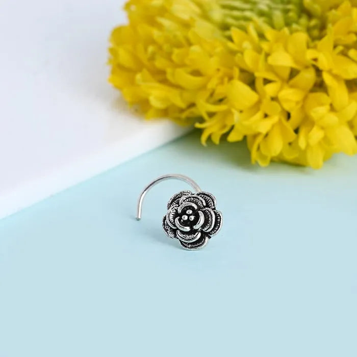 Oxidized Rose Nose Pin - Touch925