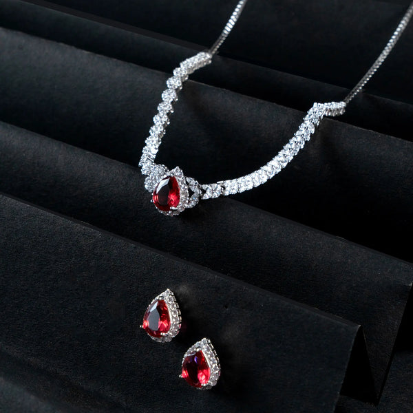 Wine Radiance Blossom Necklace Set