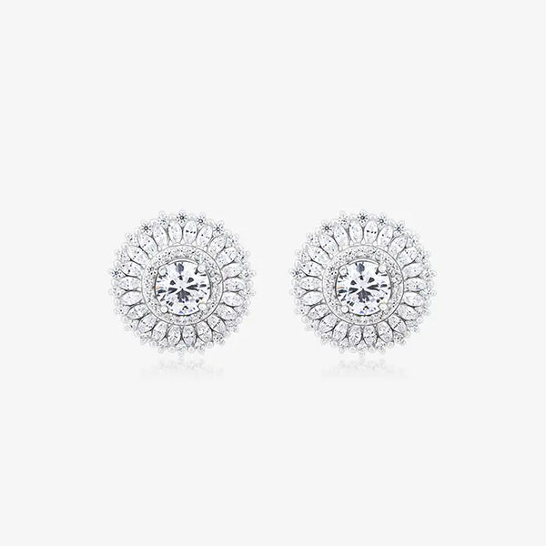 Radiant Halo Round Stud Earrings