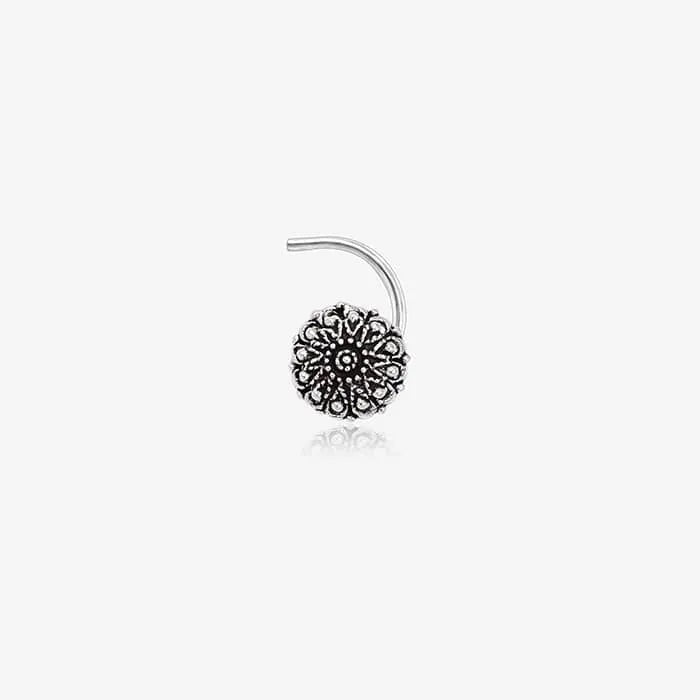 Oxidized Floral Detail Nose Pin - Touch925