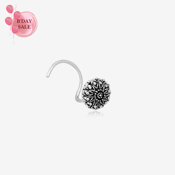 Oxidized Floral Detail Nose Pin - Touch925