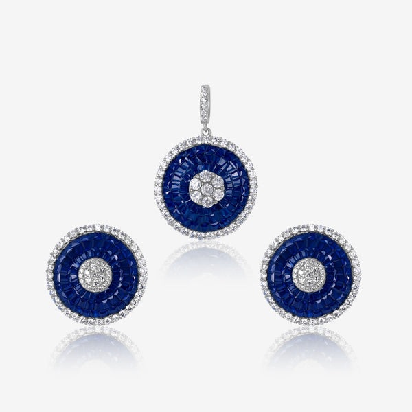 Sapphire Glow Circle Pendant Set