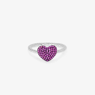 Royal Amethyst Heart Silver Ring