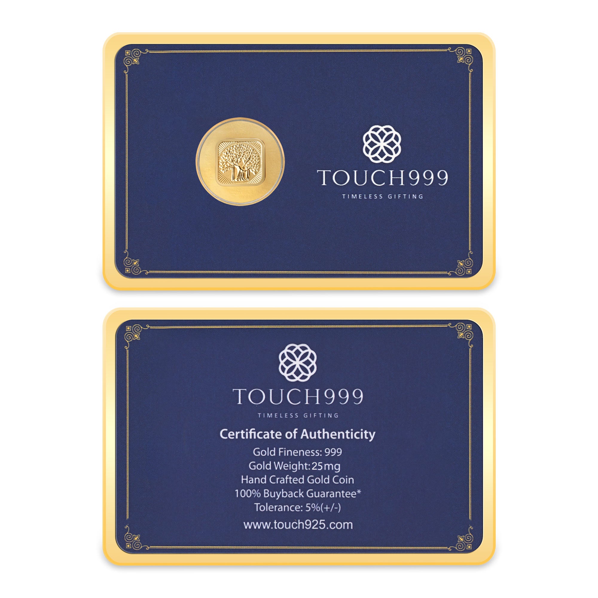 24K 999 Pure Gold Kalpavriksha Tree Gifting Coin (25 mg)