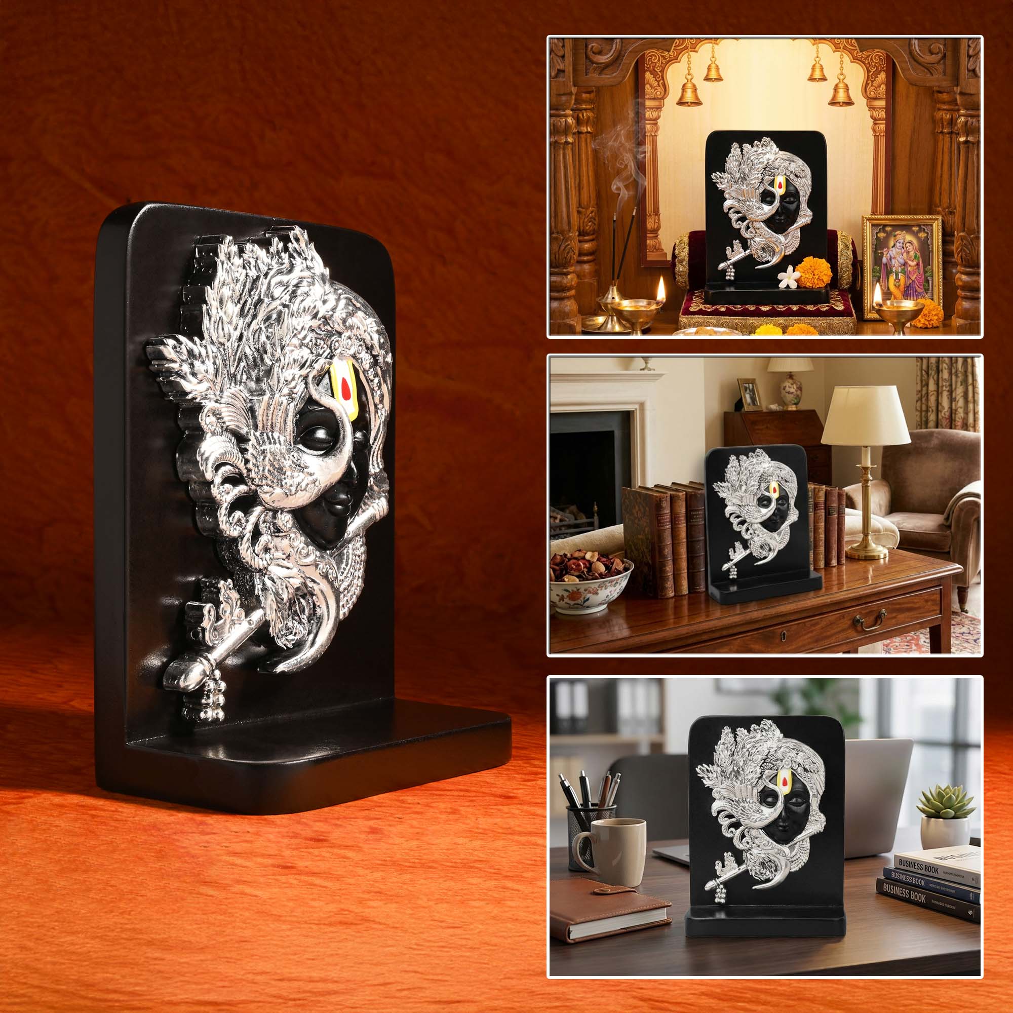 999 Silver Krishna Showpiece
