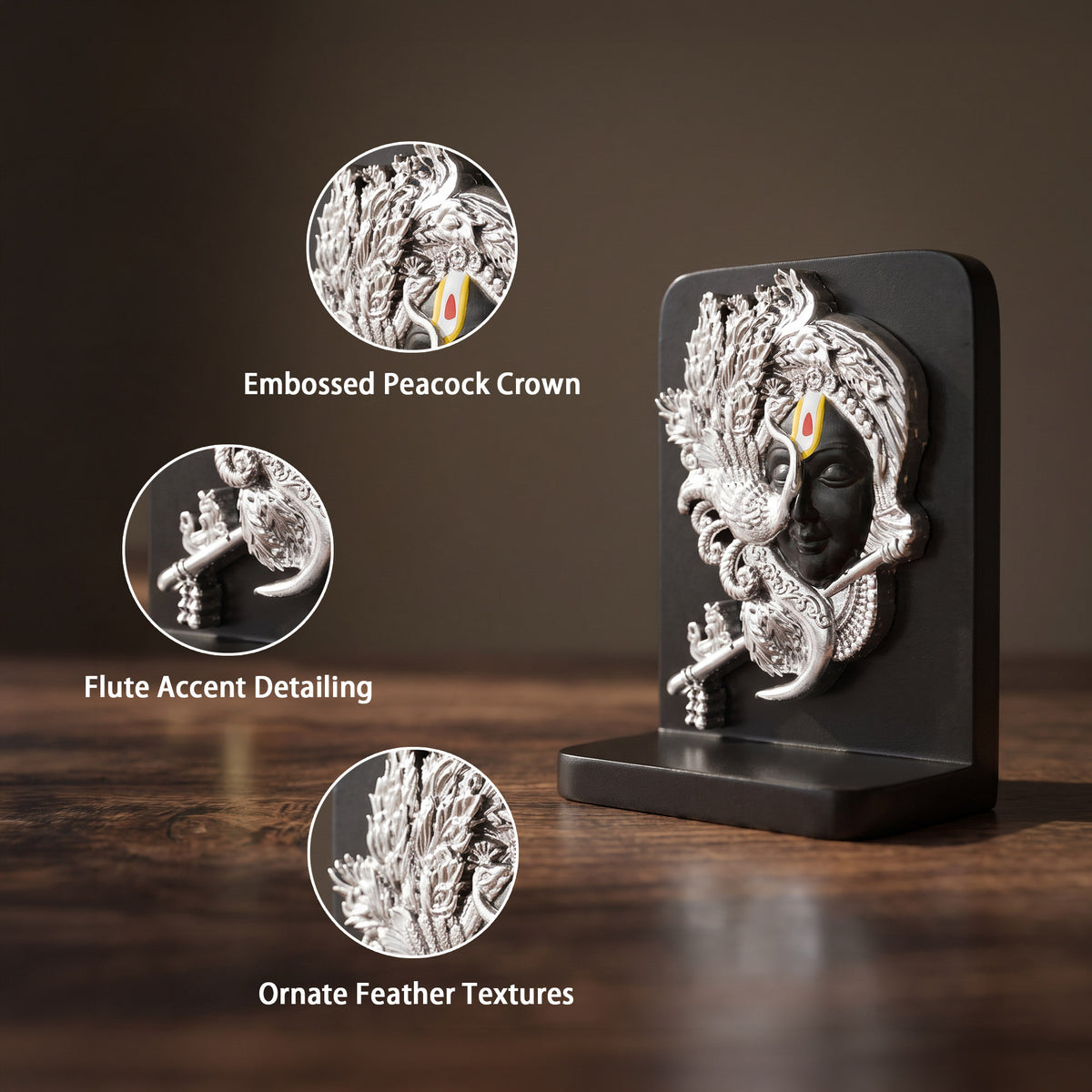 999 Silver Krishna Showpiece
