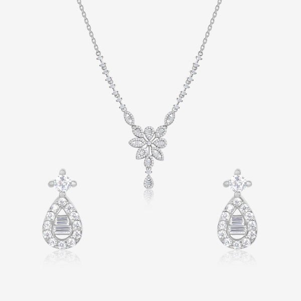 Silver Blossoom Bouquet Necklace Set