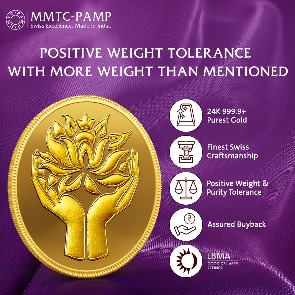 24K (999.9+) Purest 8 gm Lotus Gold Coin