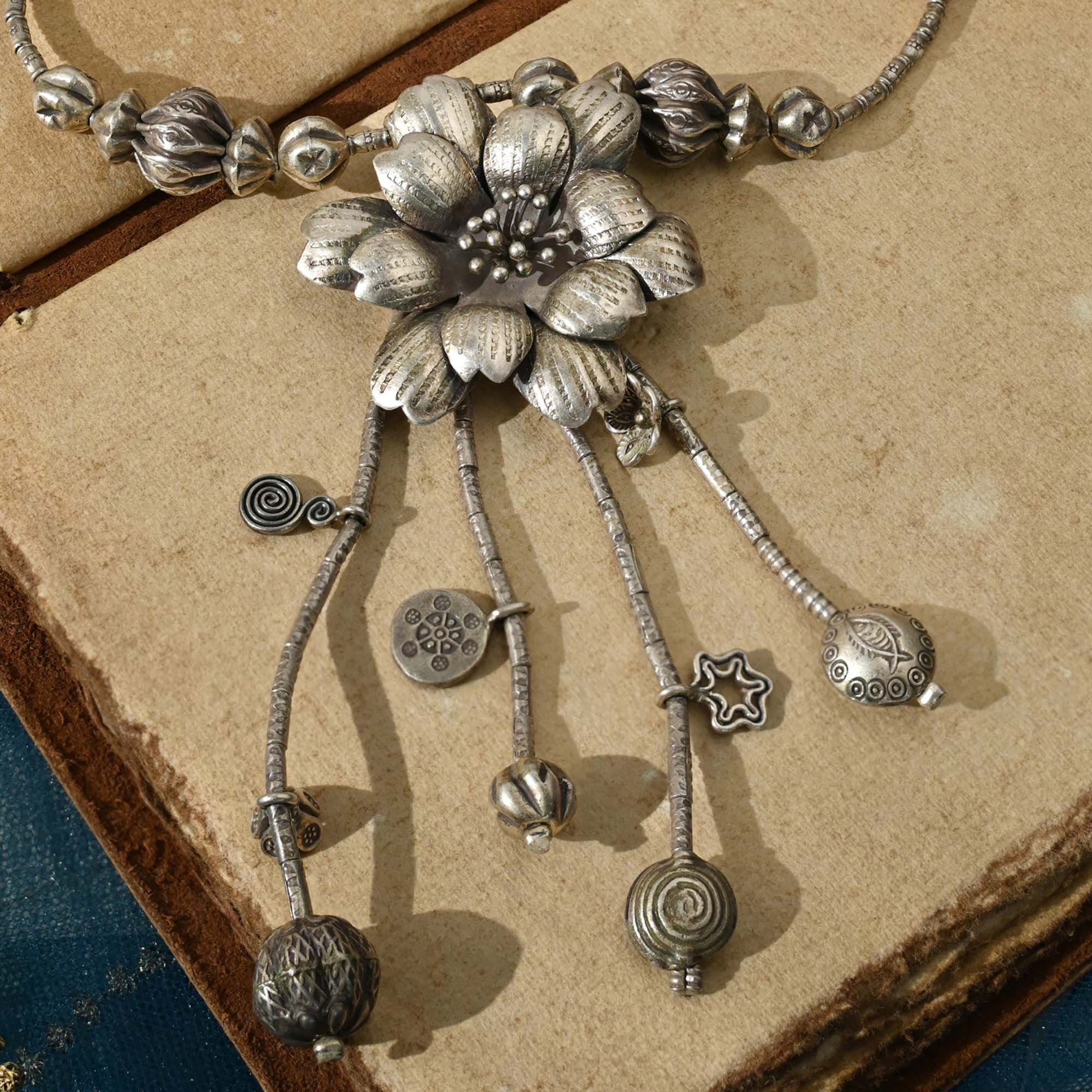 Dangling Charms Silver Necklace