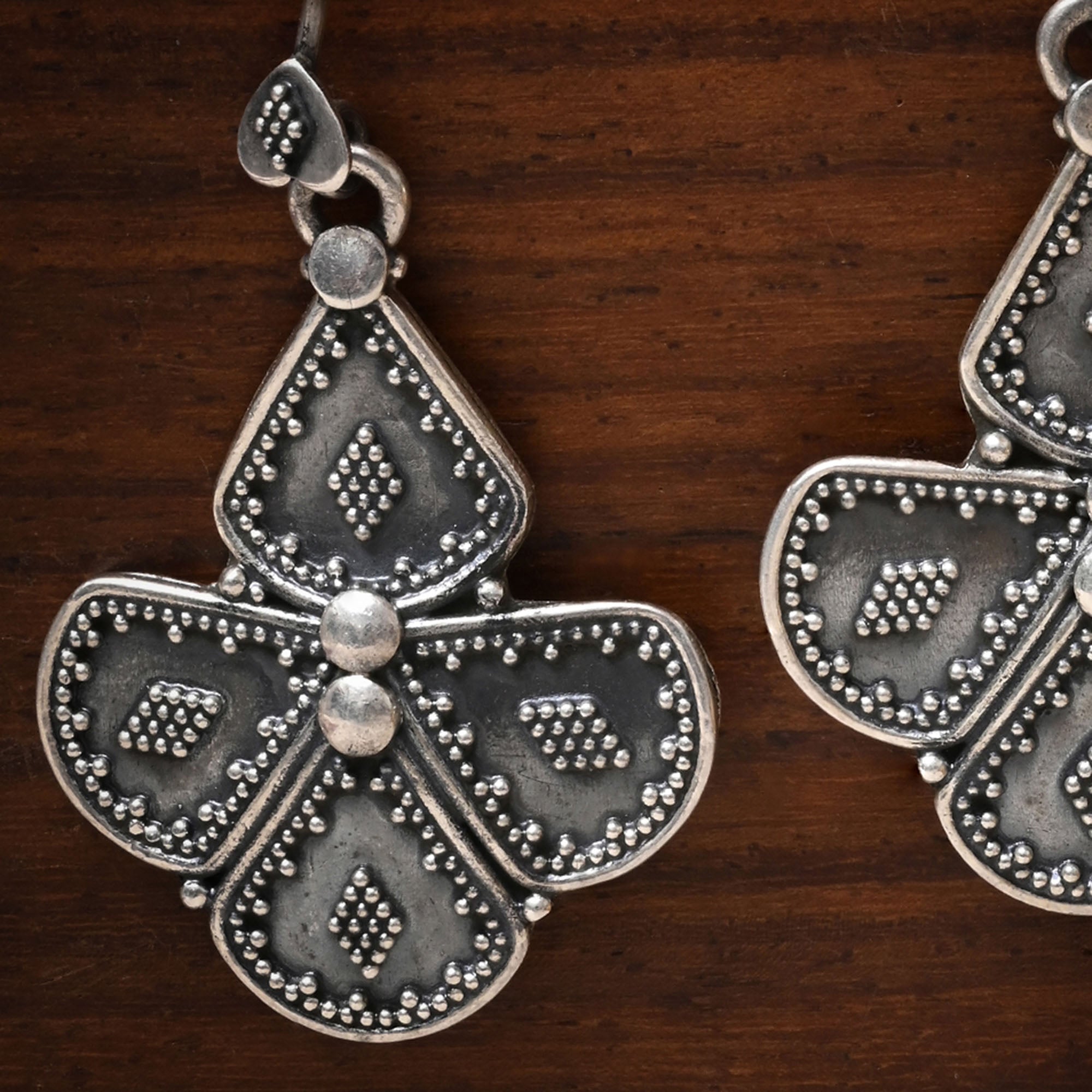 Petal Floral Silver Earrings