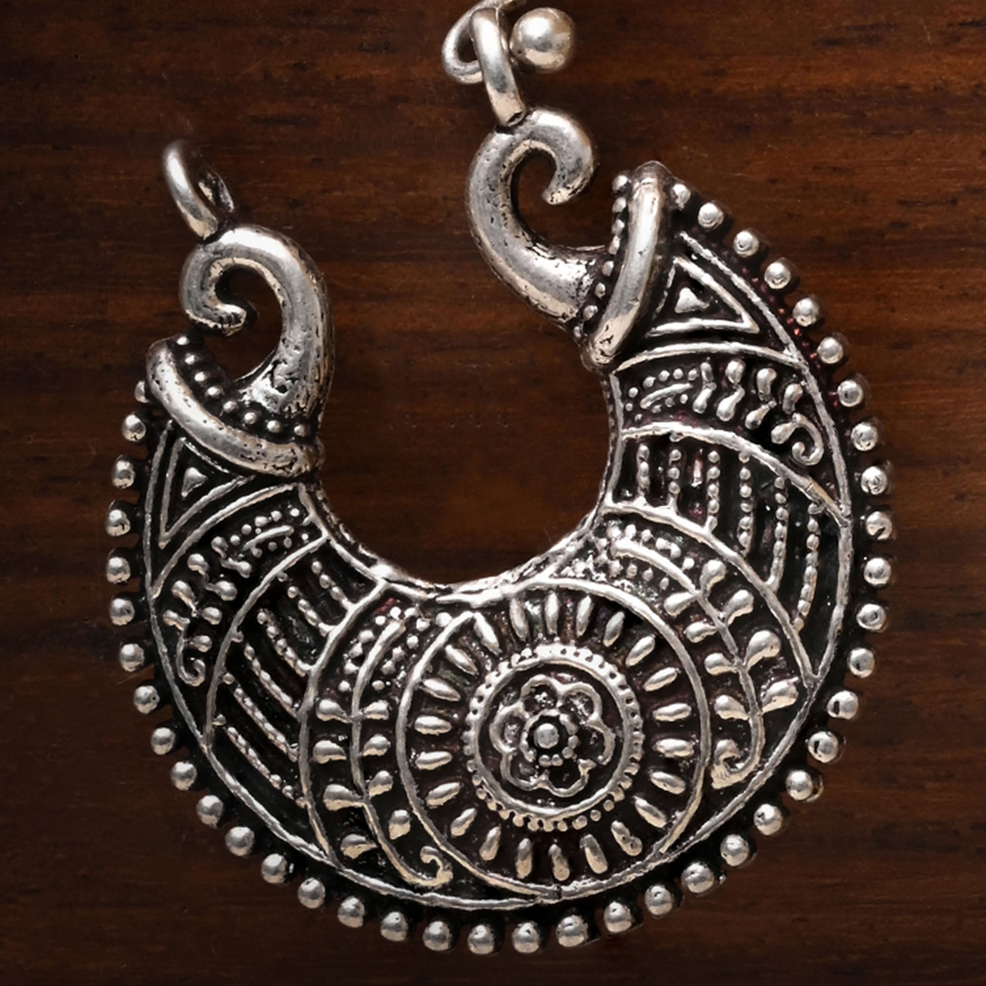 Silver Engraved Earrings