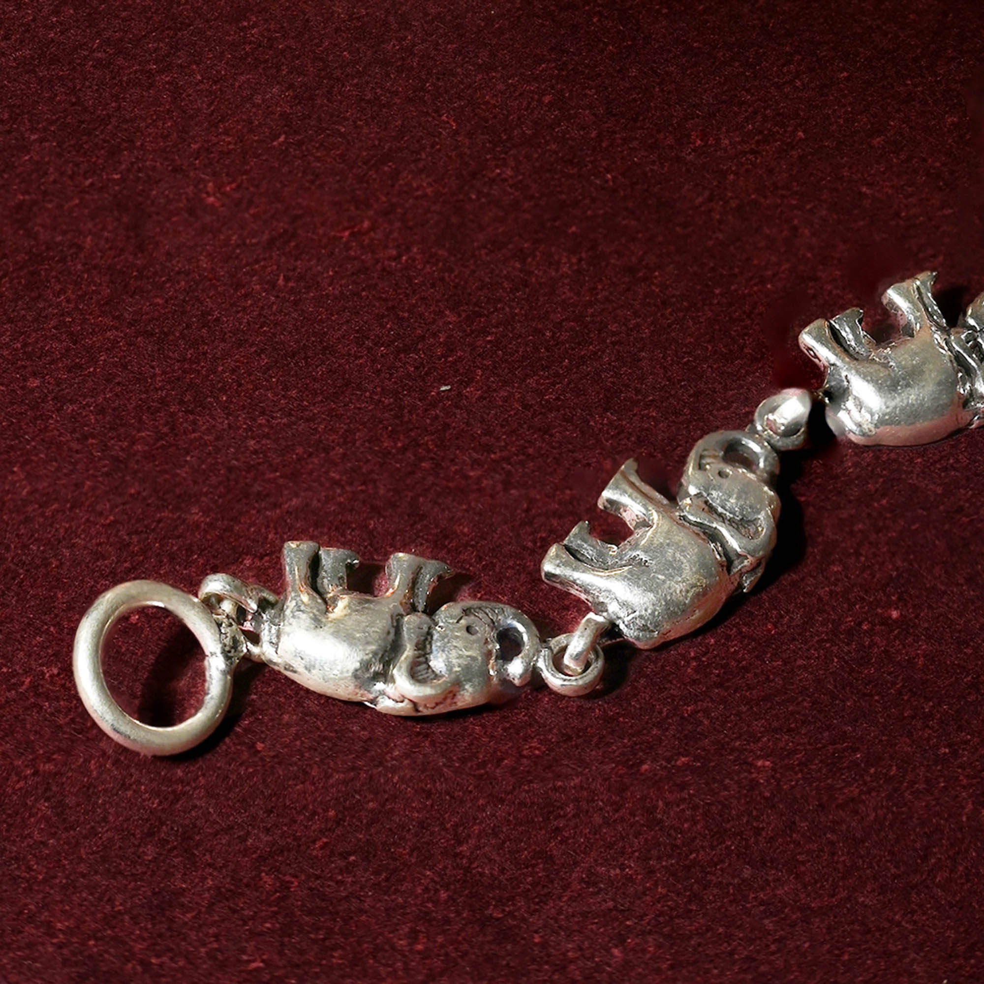 Elephant Motif Silver Anklet
