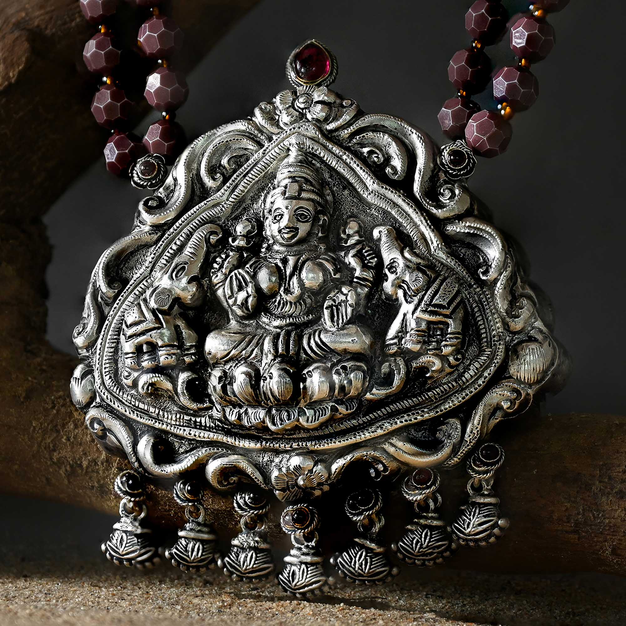 Belladonna Motif Silver Necklace