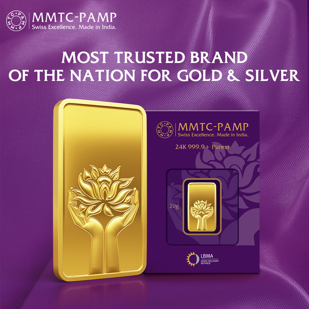 24K (999.9+) Purest 20 gm Lotus Gold Bar