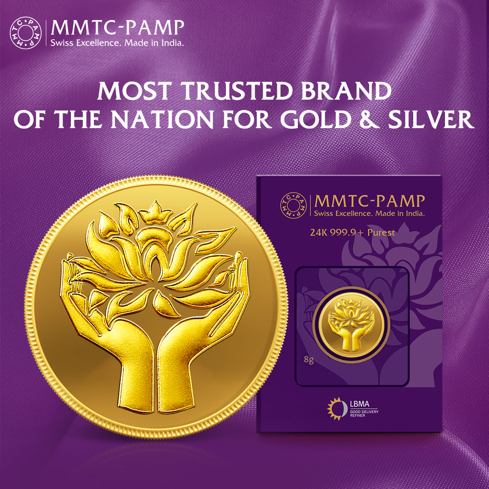 24K (999.9+) Purest 8 gm Lotus Gold Coin